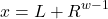 \begin{equation*} \label{rotation_matrix} x = L + R^{w-1} \end{equation}