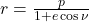 r=\frac{p}{1+e \cos{\nu}}