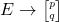 E \rightarrow {\tiny \begin{bmatrix} p \\ q \end{bmatrix}}