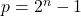 p=2^n-1